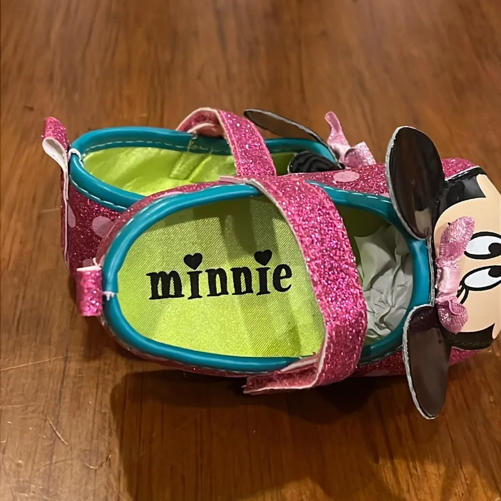 Minnie Mouse Disney Maryjane Crib Shoes Infant Baby Girl 6-9 Months mo pink new